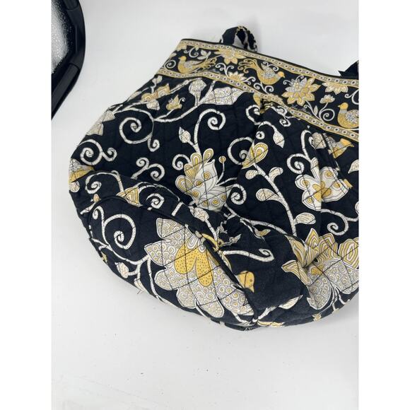 Vera Bradley Yellow Bird 3 Pc Set Tote Wallet Cosmetic Quilted Black - Picture 5 of 8